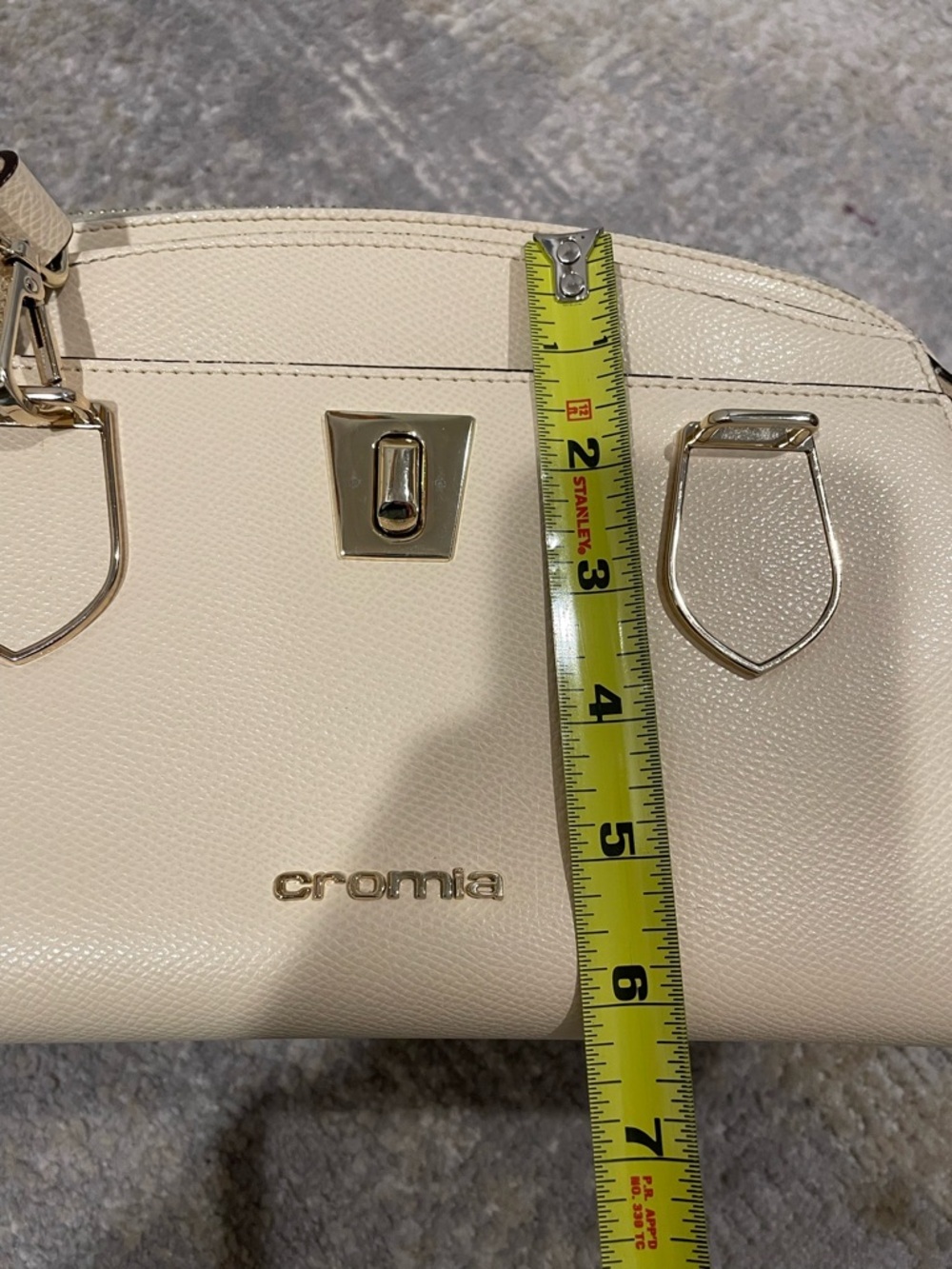 Cromia Beige Cream Italian Leather Shoulder Bag Crossbody Purse Made in Italy - Picture 12 of 15